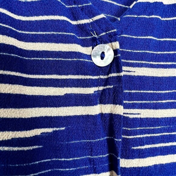 Ava Sky Blue Sapphire Stripe Button Front Dolman Rayon Blouse Womens XS - Picture 8 of 8